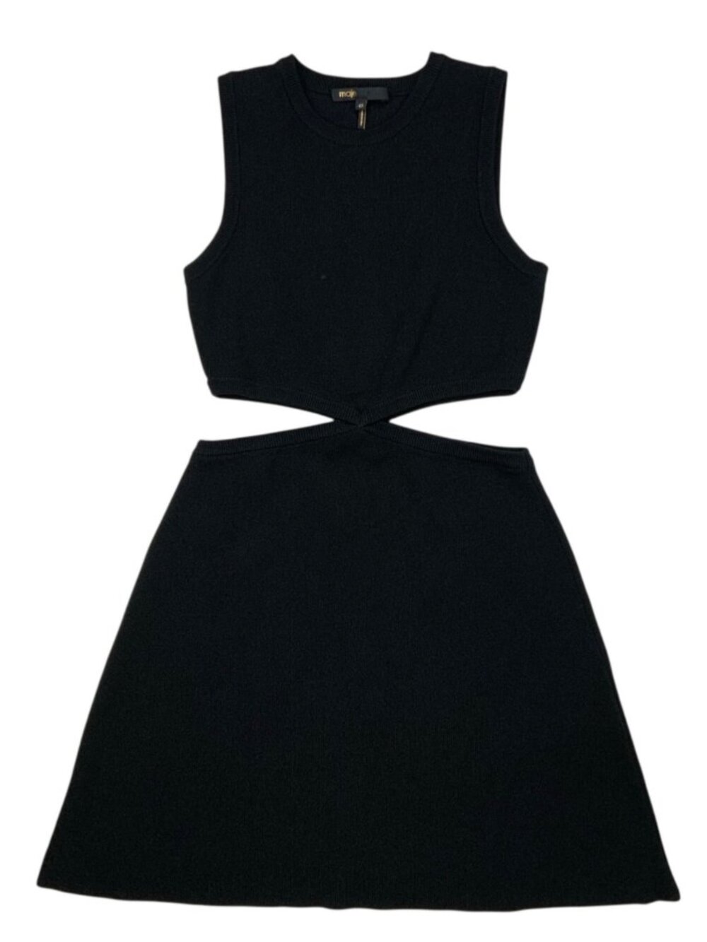 Maje Open Waist Mesh Dress 40 US L Noir Metallic Cutout - Picture 14 of 15
